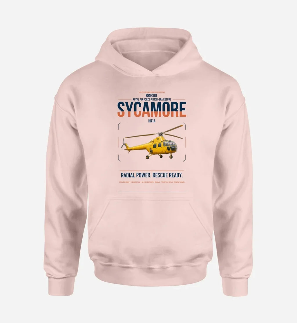 Bristol Sycamore HR14 design on pink double-side hoodie, single-side print