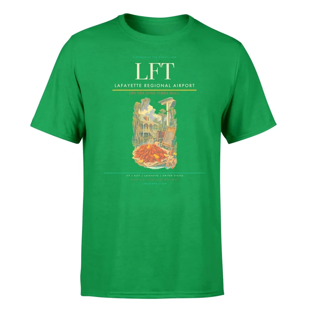 Lafayette Regional Airport (LFT) T-Shirt single-side front print in Green | lafayette-regional-airport-lft-double-side-t-shirt
