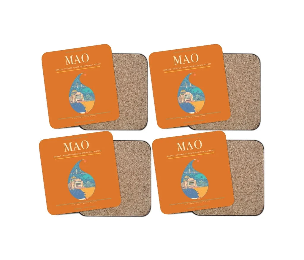 Manaus - Eduardo Gomes International Airport MAO Coaster 4-Pieces-Set - Orange