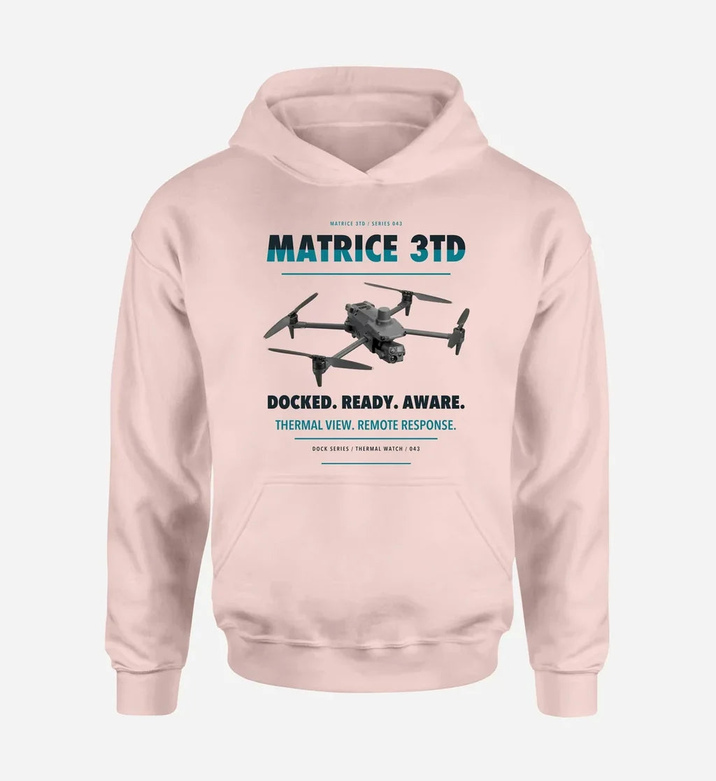 DJI Matrice 3TD design on pink hoodie single side