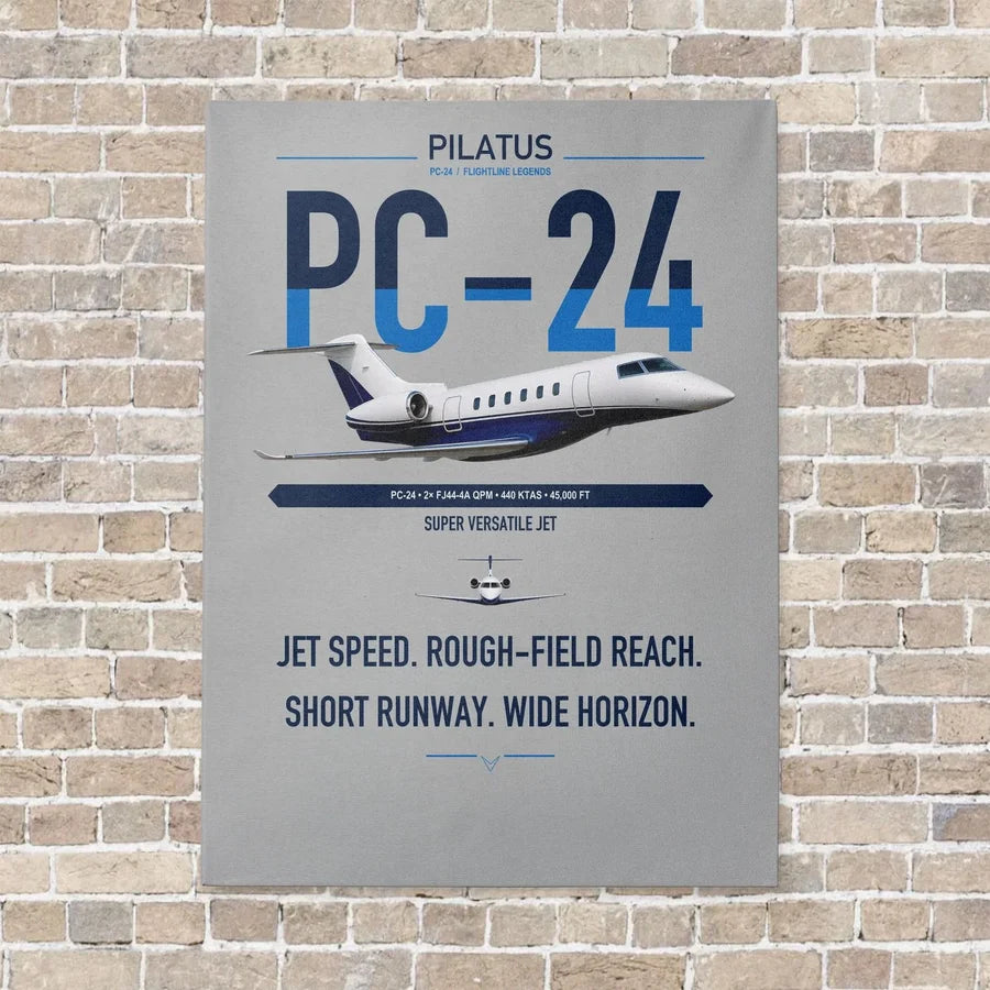 Pilatus PC-24 vertical canvas print - no frame - light gray background