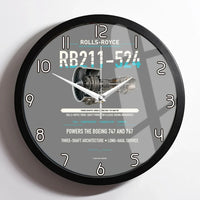 Thumbnail for RB211-524 design on gray framed wall clock