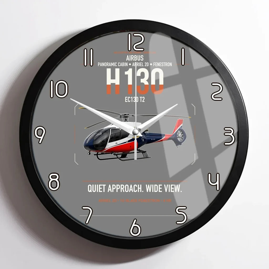 Airbus H130 design on gray framed wall clock