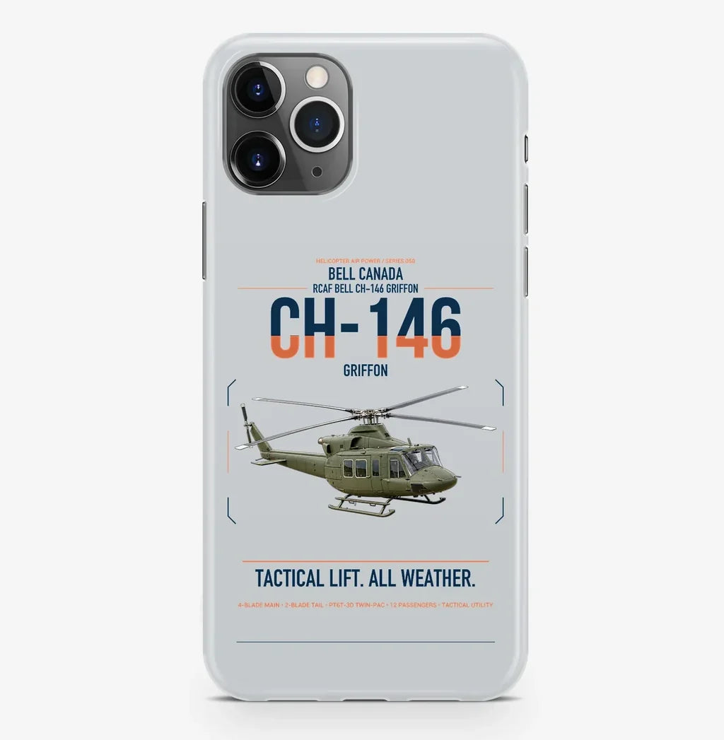 Bell Canada CH-146 Griffon design on light gray magsafe iphone case, for iPhone Pro Max