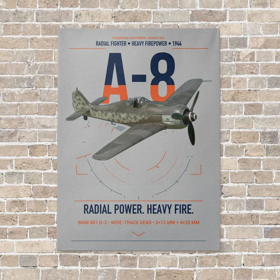 Focke-Wulf Fw 190A-8 vertical canvas print - no frame - light gray background