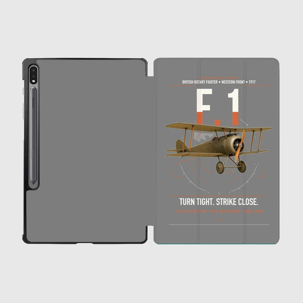 Sopwith Camel F.1 design on gray samsung tablet tablet case