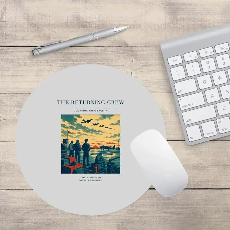 VINTAGE G4519 - The Returning Crew - Designed Mouse Pads design on lightgray round