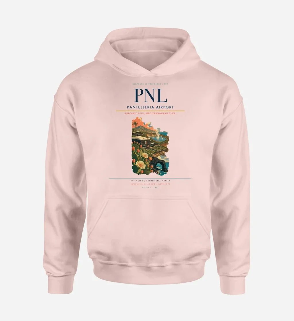 Pantelleria Airport (PNL) design on pink hoodie single-side print
