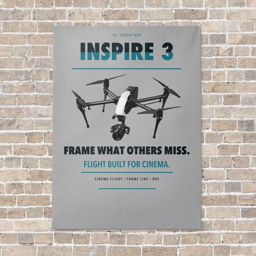 DJI Inspire 3 vertical canvas print - no frame - light gray background