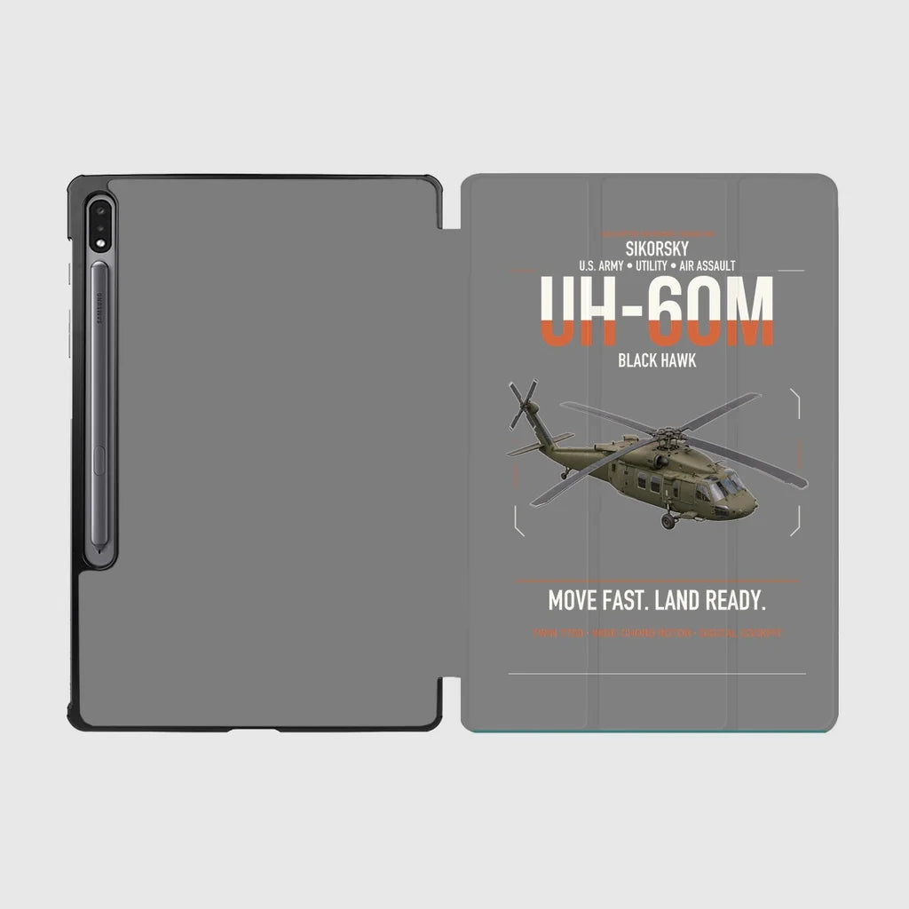Sikorsky UH-60M Black Hawk design on gray samsung tablet tablet case