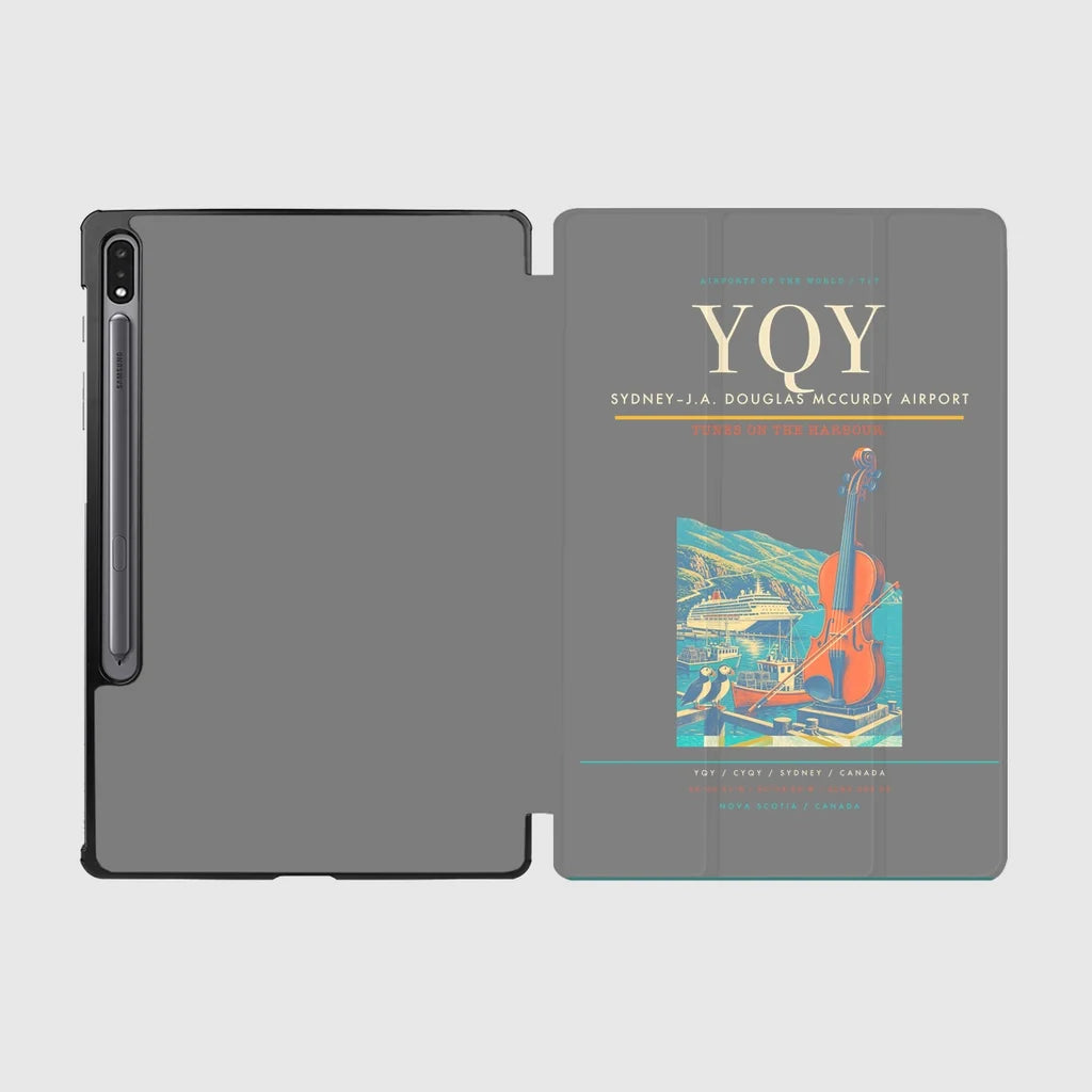 Sydney–J.A. Douglas McCurdy Airport (YQY) design on gray samsung tablet tablet case