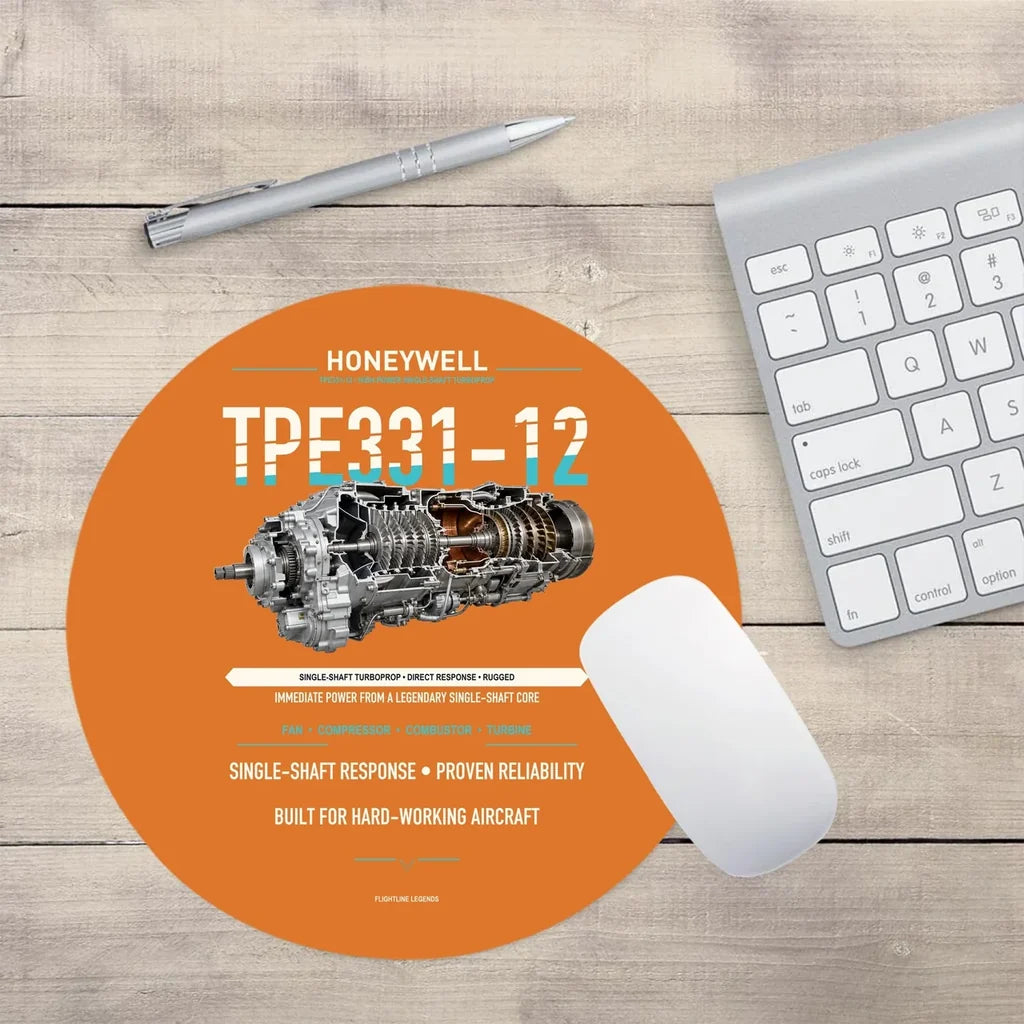 TPE331-12 design on orange round mouse pad