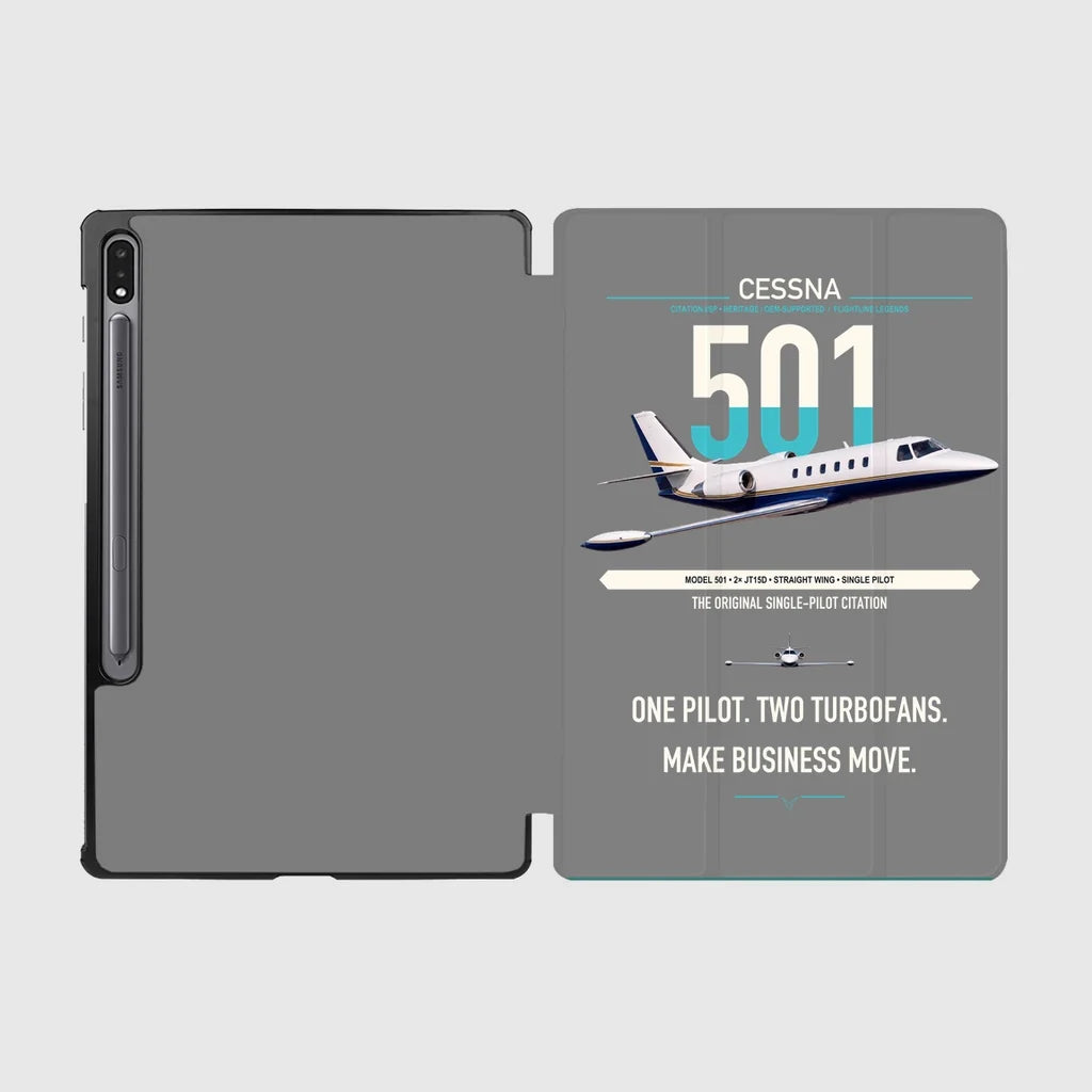Cessna 501 Citation I SP design on gray samsung tablet tablet case