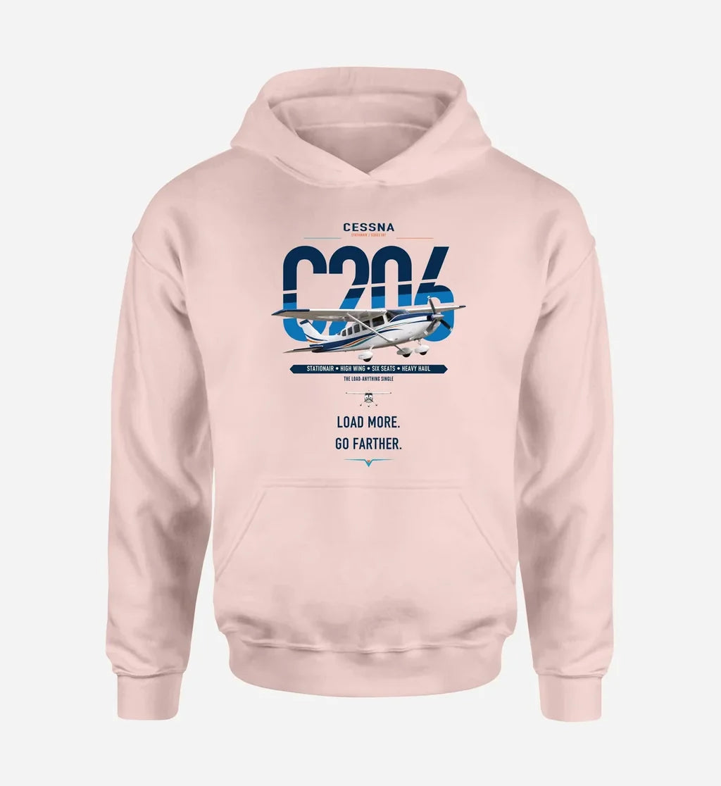 Cessna 206 Stationair design on pink double-side hoodie, single-side print