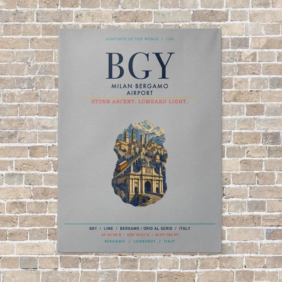 Milan Bergamo Airport BGY vertical canvas print - no frame - light gray background