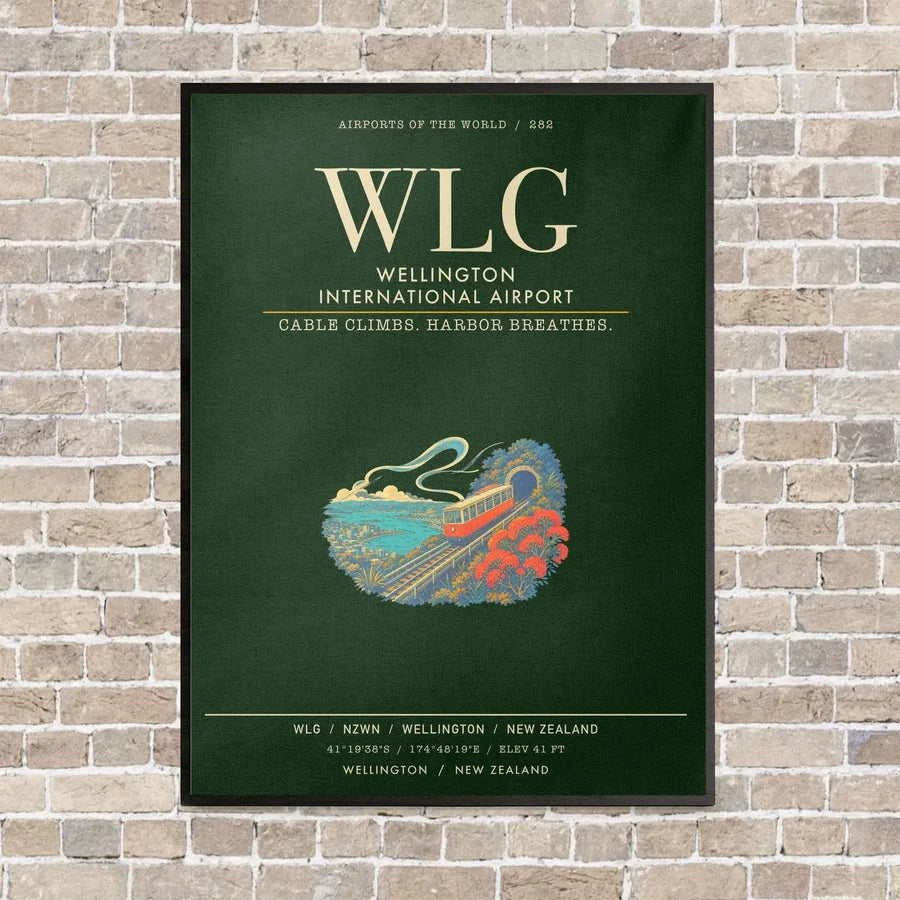 Wellington International Airport WLG - Canvas Framed - Dark Green