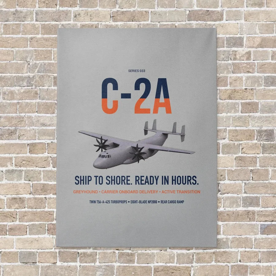 C-2A Greyhound vertical canvas print - no frame - light gray background