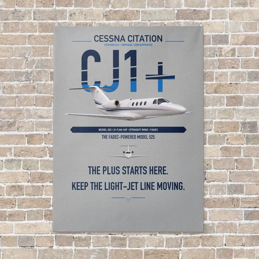 Cessna Citation CJ1+ vertical canvas print - no frame - light gray background
