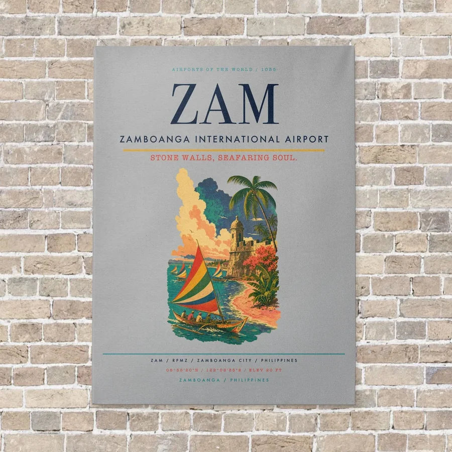 Zamboanga International Airport ZAM vertical canvas print - no frame - light gray background