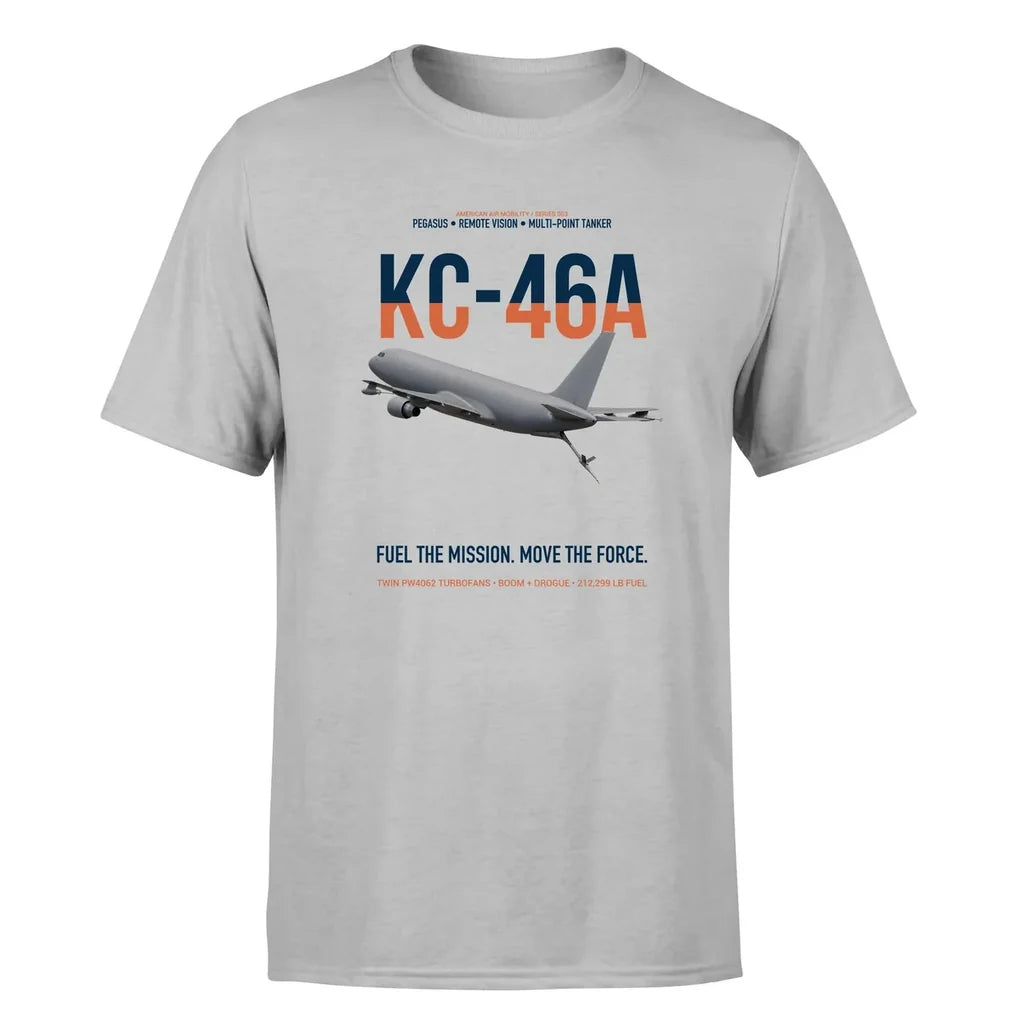 KC-46A PEGASUS design on light gray double-side t-shirt, single-side print