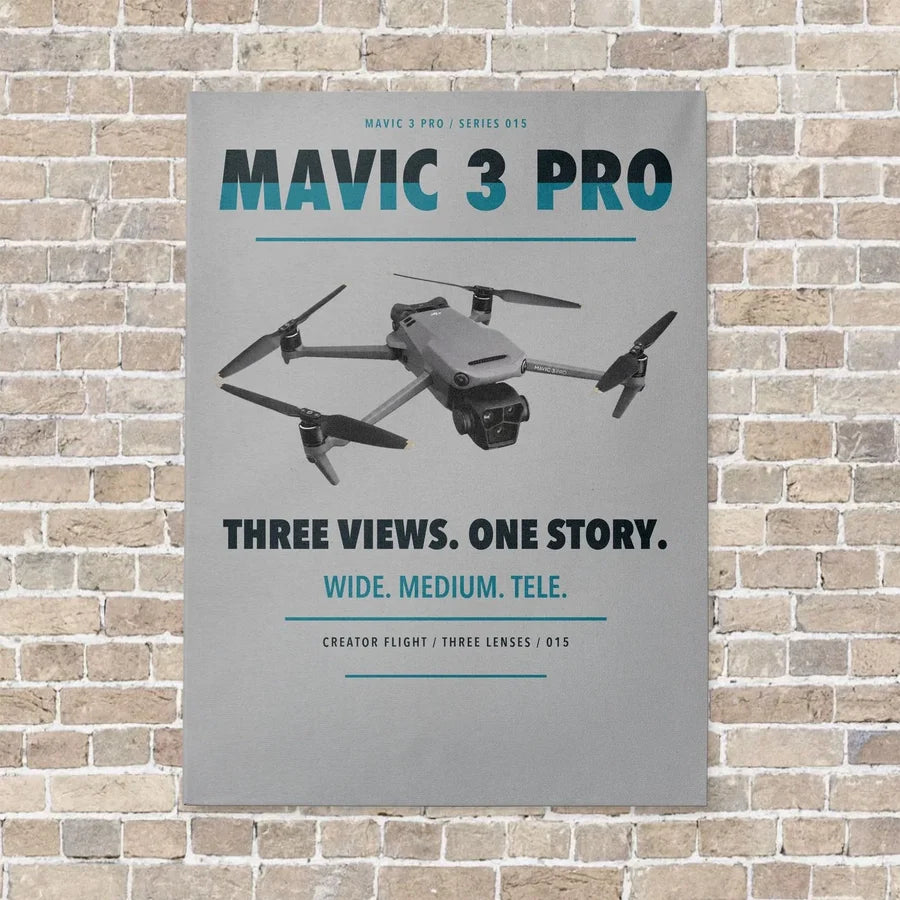 DJI Mavic 3 Pro vertical canvas print - no frame - light gray background