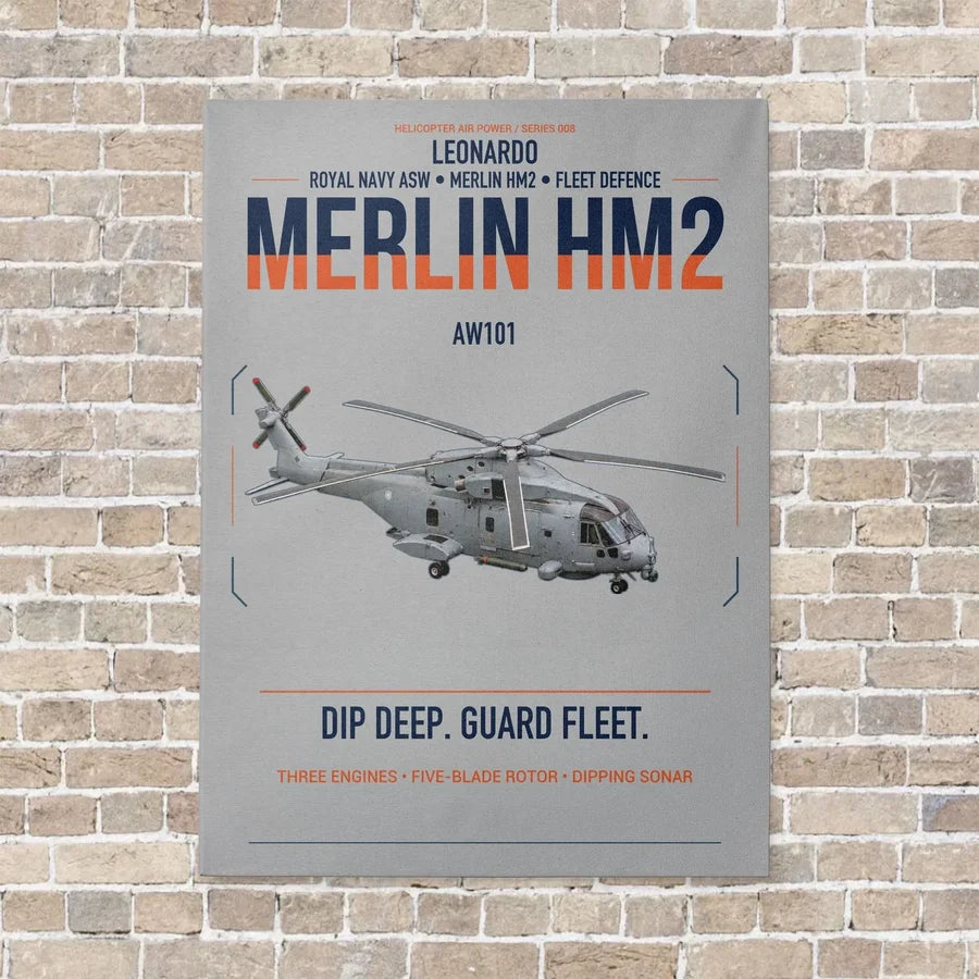 Leonardo AW101 Merlin HM2 vertical canvas print - no frame - light gray background