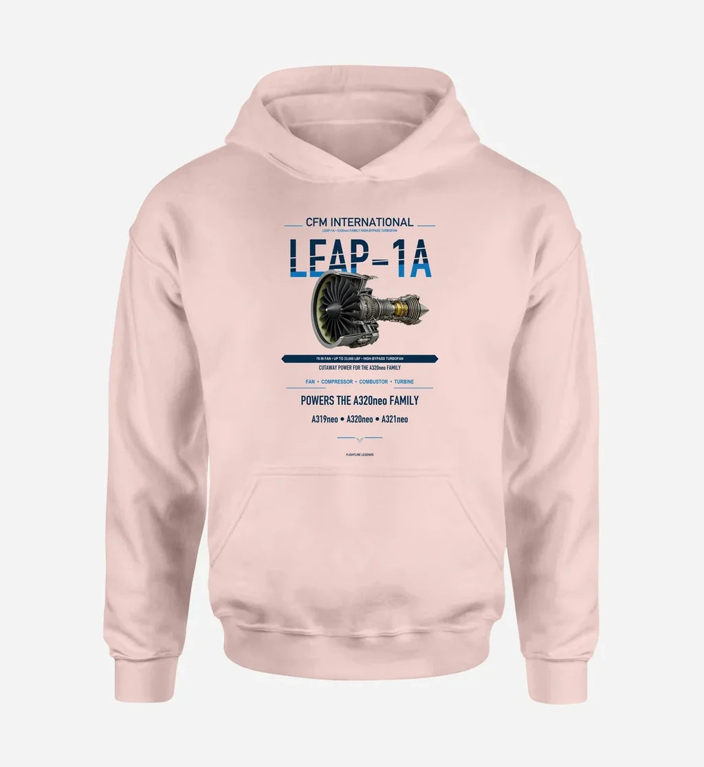 LEAP-1A design on pink hoodie single side