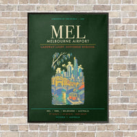 Thumbnail for Melbourne Airport MEL - Canvas Framed - Dark Green