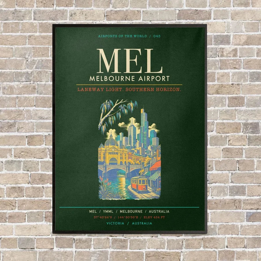Melbourne Airport MEL - Canvas Framed - Dark Green