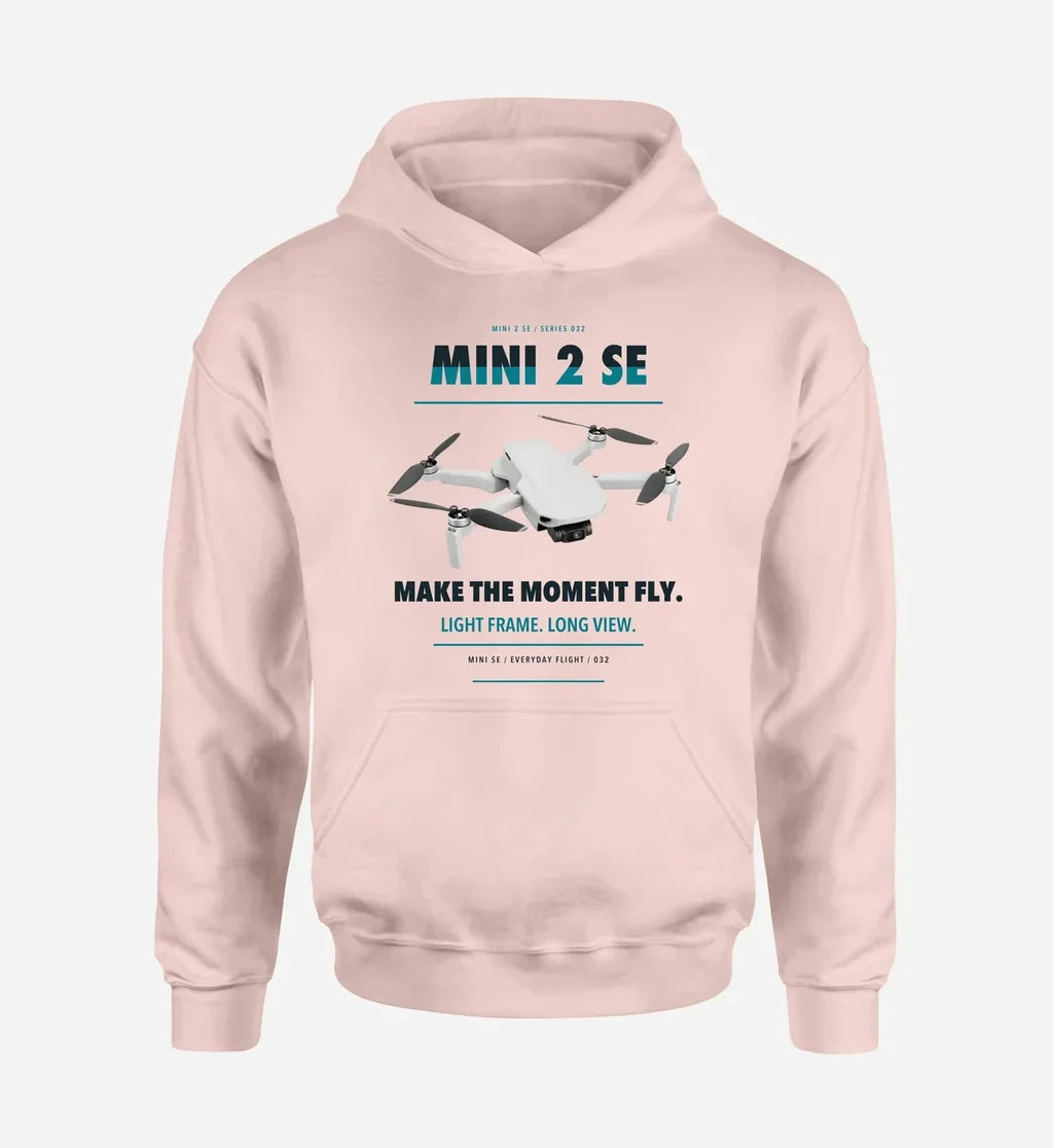 DJI Mini 2 SE design on pink hoodie single side