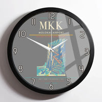 Thumbnail for Molokai Airport (MKK) design on gray framed wall clock