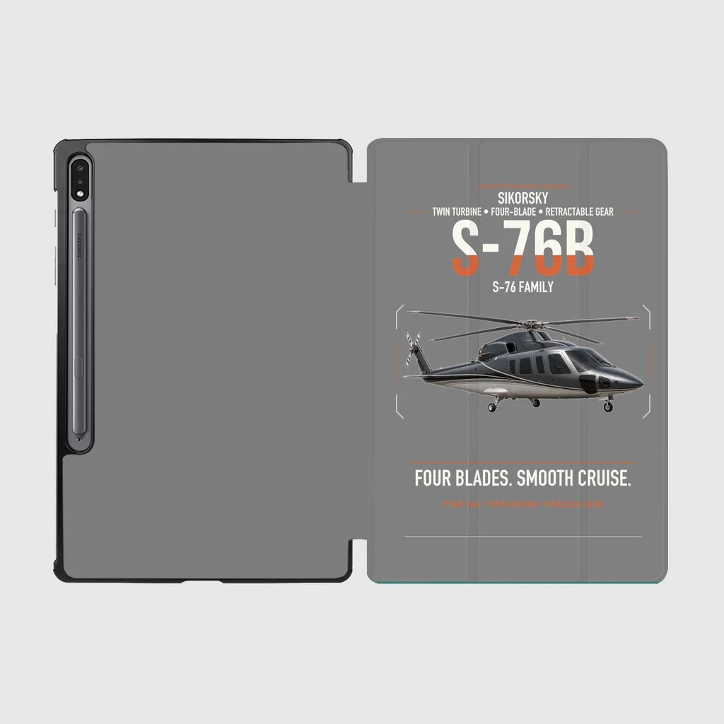 Sikorsky S-76B design on gray samsung tablet tablet case