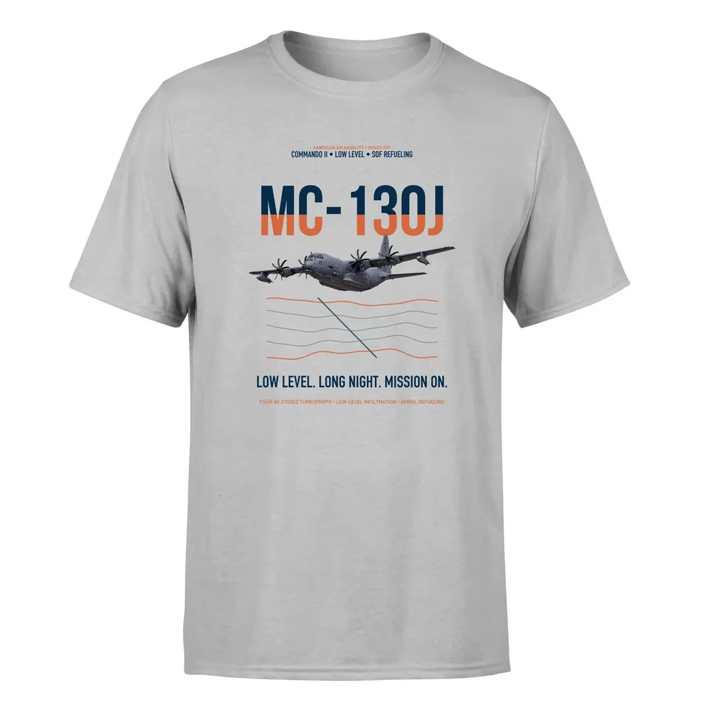MC-130J COMMANDO II design on light gray double-side t-shirt, single-side print