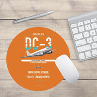 Thumbnail for Douglas DC-3 design on orange round mouse pad