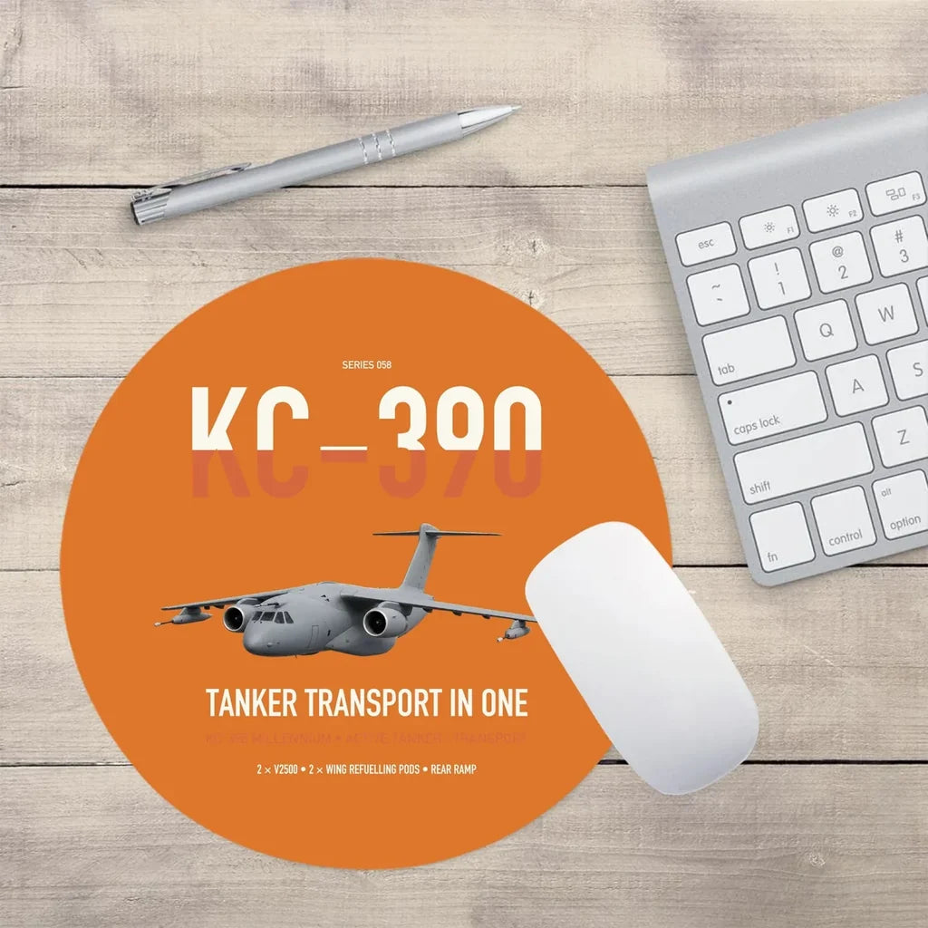 Embraer KC-390 Millennium design on orange round mouse pad