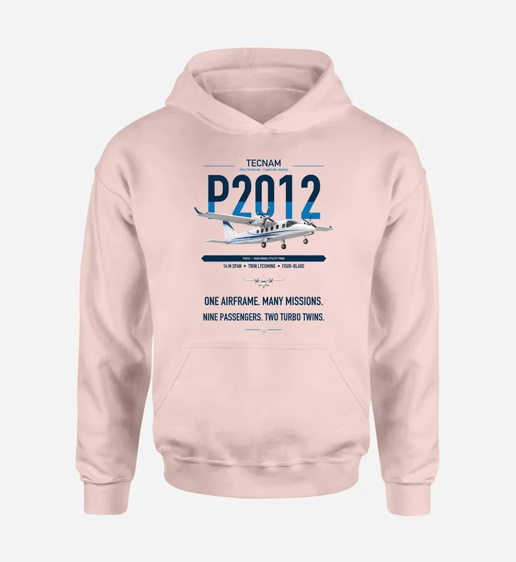 Tecnam P2012 Traveller design on pink double-side hoodie, single-side print