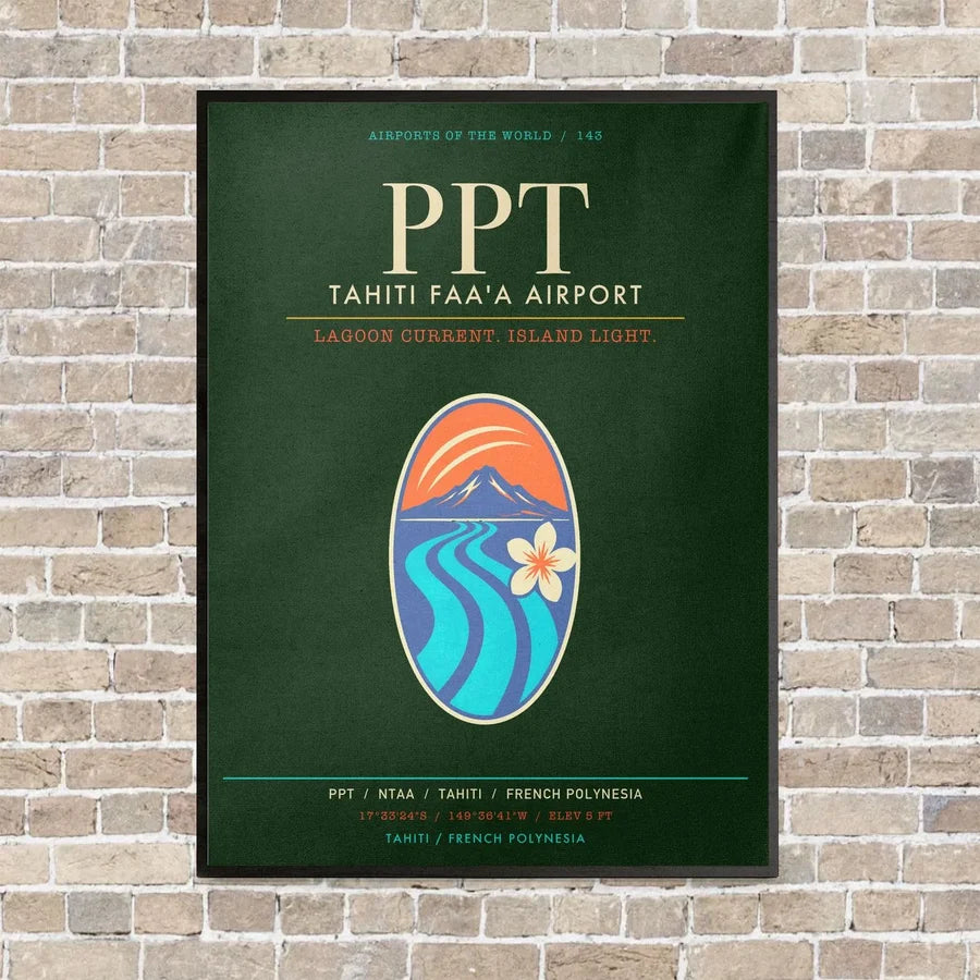 Tahiti Faa'a Airport PPT - Canvas Framed - Dark Green