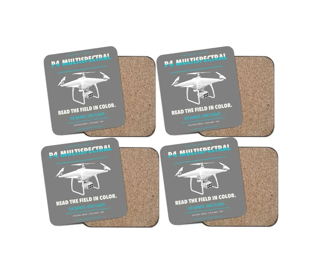 DJI P4 Multispectral design on gray 4 pieces set coaster