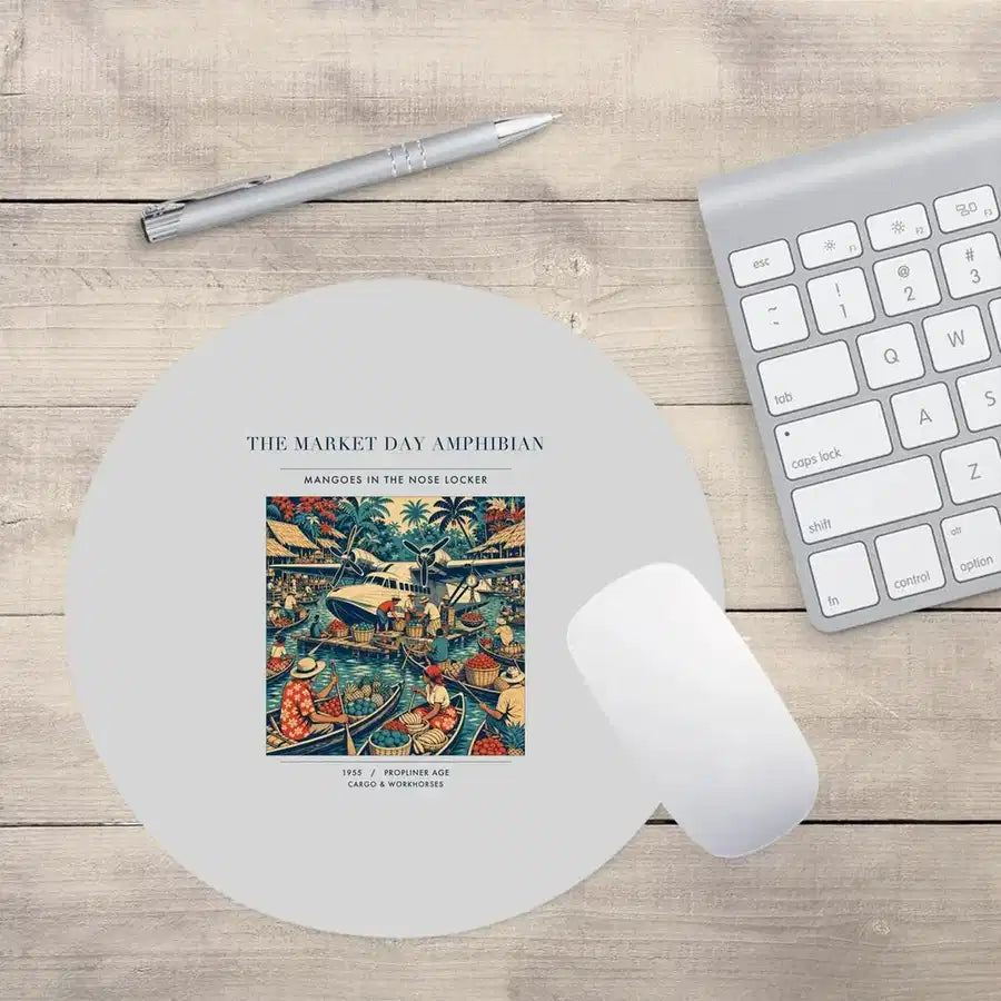 VINTAGE G4404 - The Market Day Amphibian - Designed Mouse Pads design on lightgray round