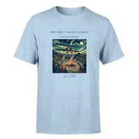 Thumbnail for VINTAGE G4327 - The First Night Landing - Premium T-Shirt design on lightblue premium t shirt