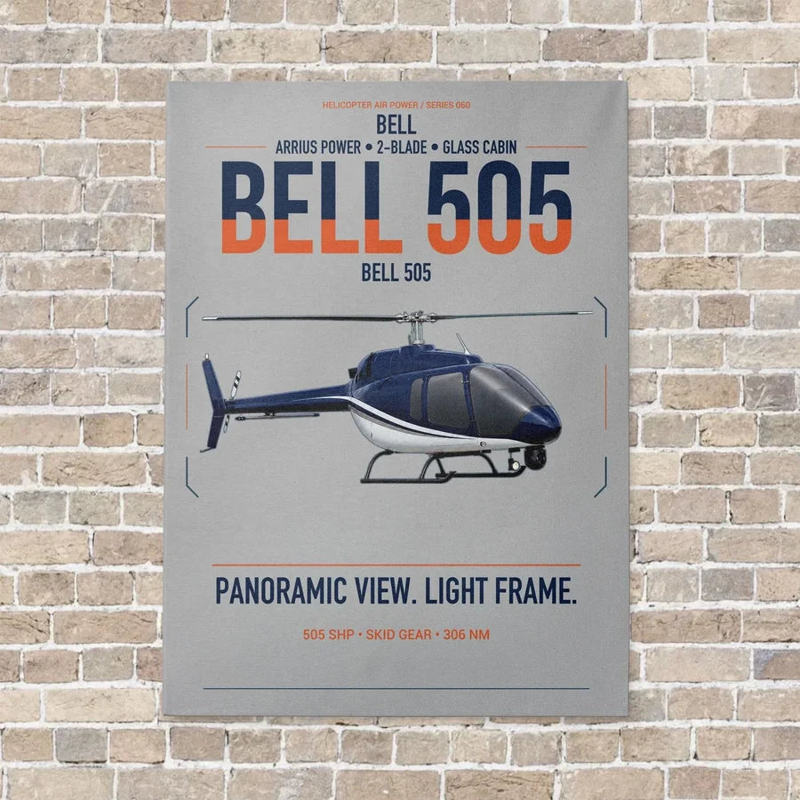 Bell 505 vertical canvas print - no frame - light gray background
