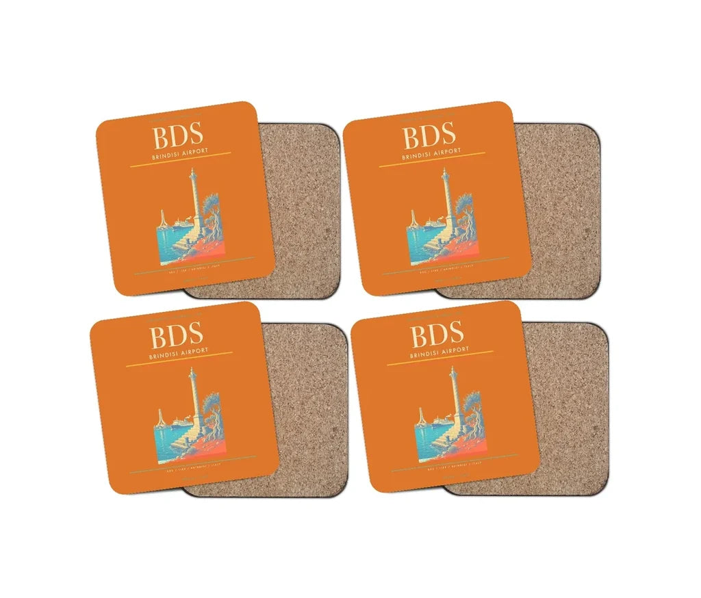 Brindisi Airport BDS Coaster 4-Pieces-Set - Orange