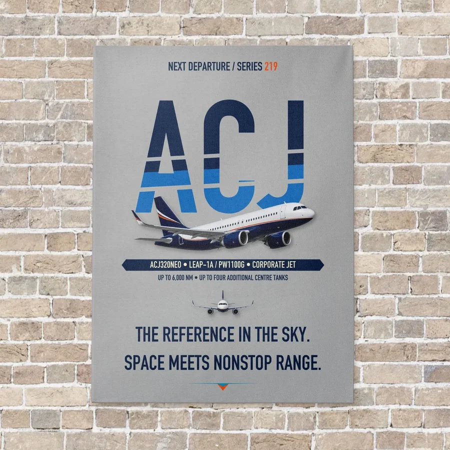 Airbus ACJ320neo vertical canvas print - no frame - light gray background