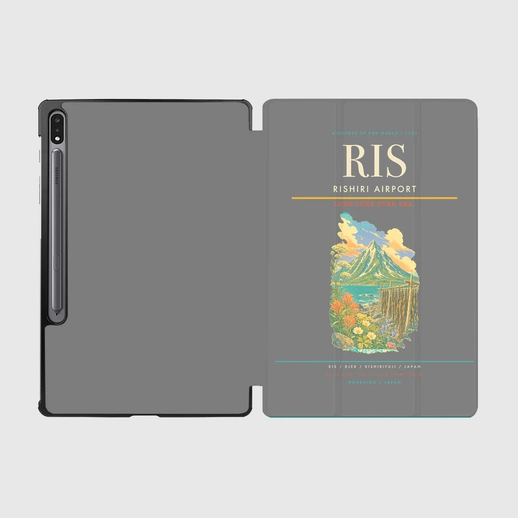 Rishiri Airport (RIS) design on gray samsung tablet tablet case
