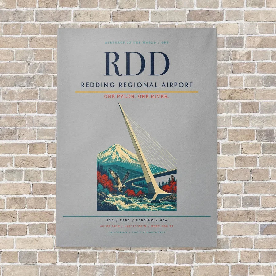 Redding Regional Airport RDD vertical canvas print - no frame - light gray background