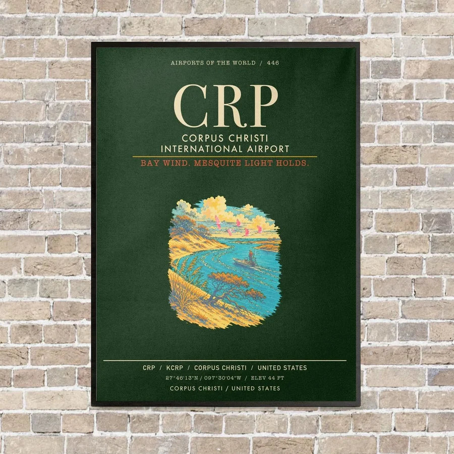 Corpus Christi International Airport CRP - Canvas Framed - Dark Green