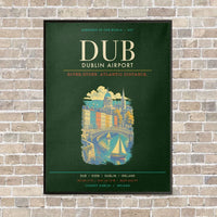 Thumbnail for Dublin Airport DUB - Canvas Framed - Dark Green