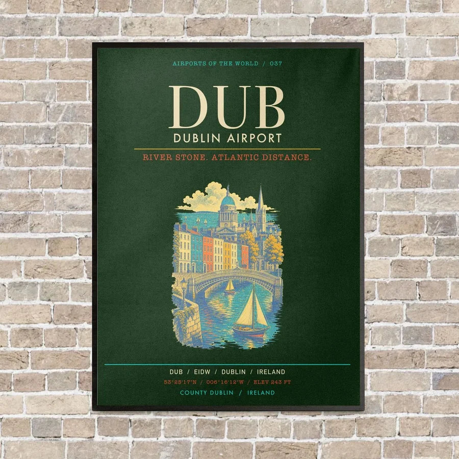Dublin Airport DUB - Canvas Framed - Dark Green