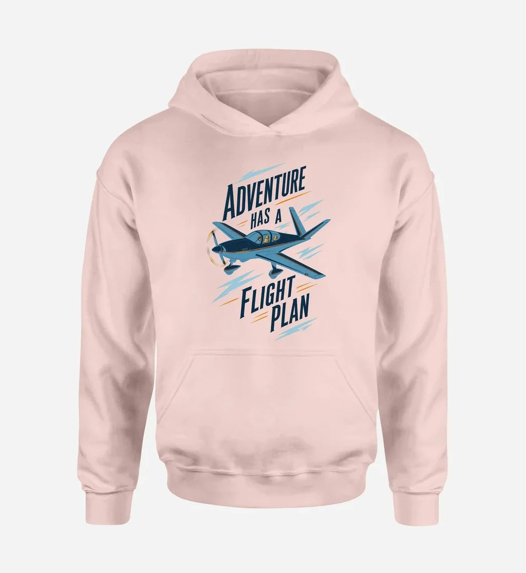 SIGNAL 22 - Adventure Has A Flight Plan design on pink hoodie single side