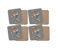 Thumbnail for How Planes Fly V2 design on gray 4 pieces set coaster
